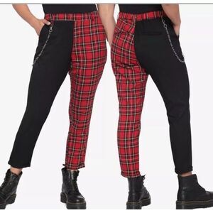 Hot Topic Size Small Plaid Split Straight Trouser Pant Red Black Grunge Punk